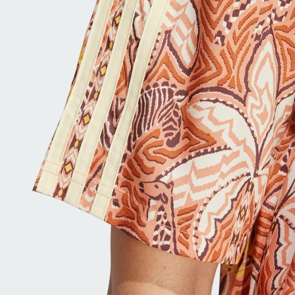 Adidas x FarmRio Orange Button Down Crop Shirt NEW - Picture 4 of 9